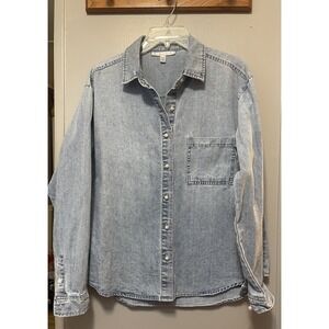 Seven Brand Denim Long Sleeve Shirt Women's Size Small Pearl Buttons